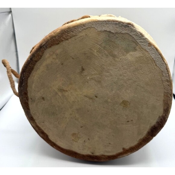 Vintage 2 Sided Native American Indian Rawhide Stretched Drum 12” X 10” Handmade - Picture 8 of 11